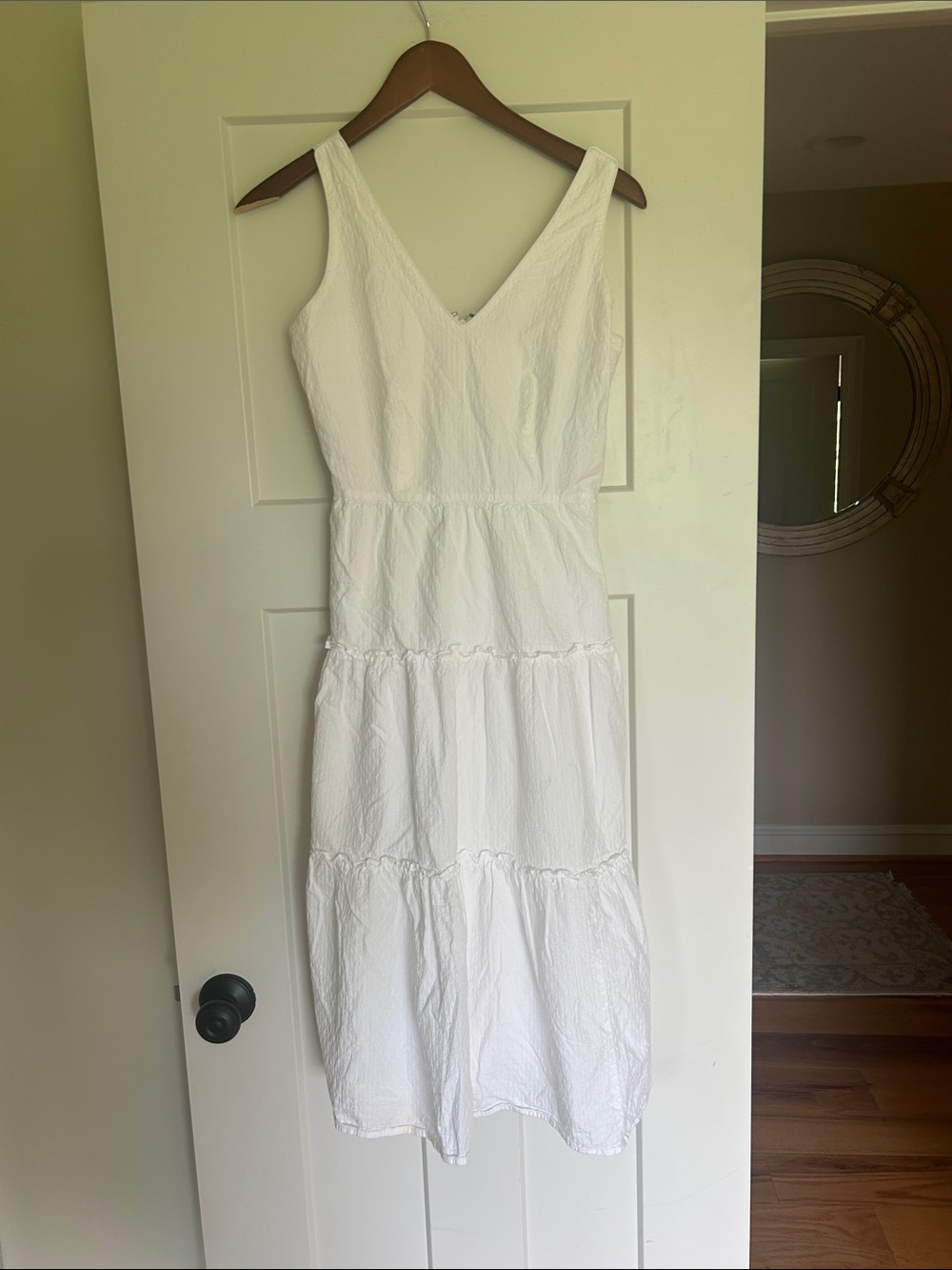 Ann Taylor White Tiered V-Neck Maxi Dress